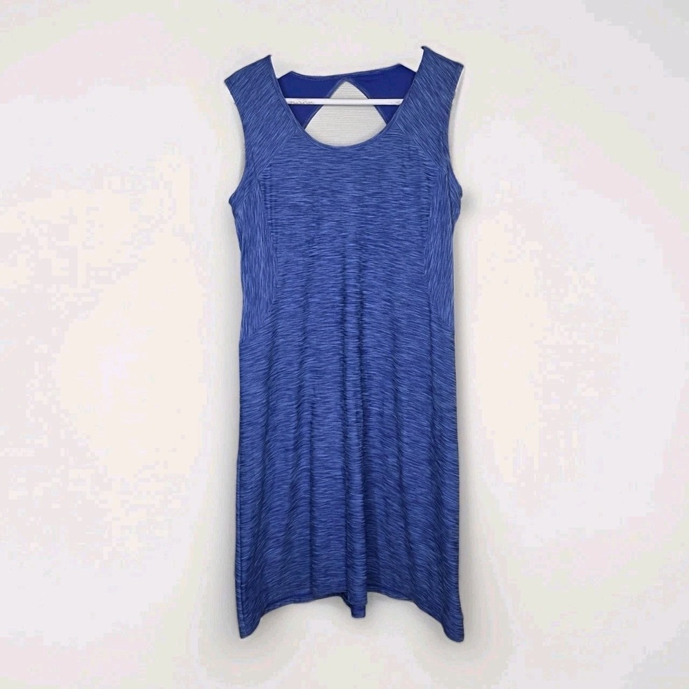 Prana Women's Large Performance Calico Heather Blue Athletic Dress Cut Out Back
